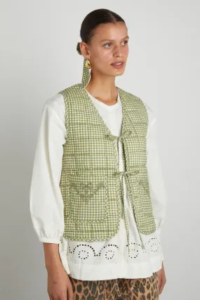 arte reversible tie gilet - green gingham