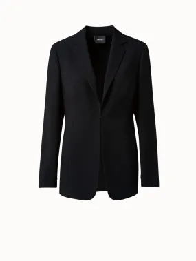 Wool Double-Face Blazer with a Leather-Lined Collar