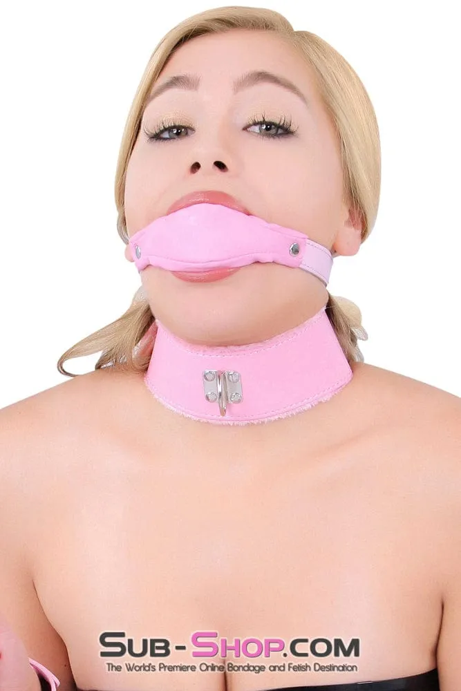 0536LT      Pink Furry Bondage Slave Collar & Leash Set