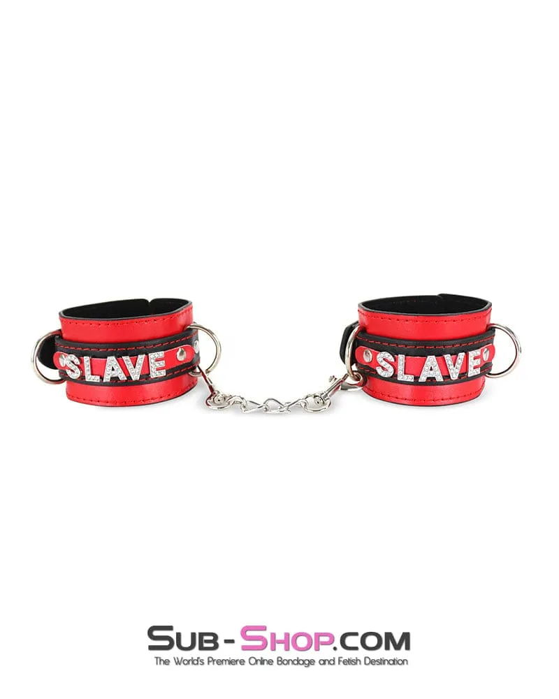 0753DL      SLAVE Rhinestone Wrist Bondage Cuffs with Chain