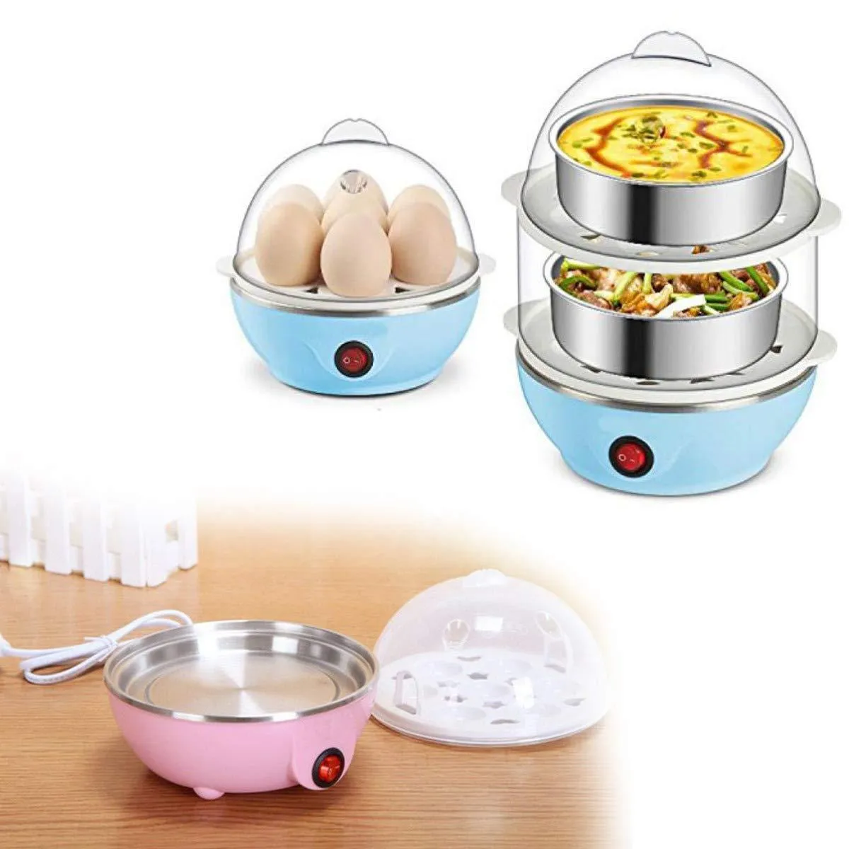 115 Multi-Function 2 Layer 14 Egg Cooker Boilers & Steamer