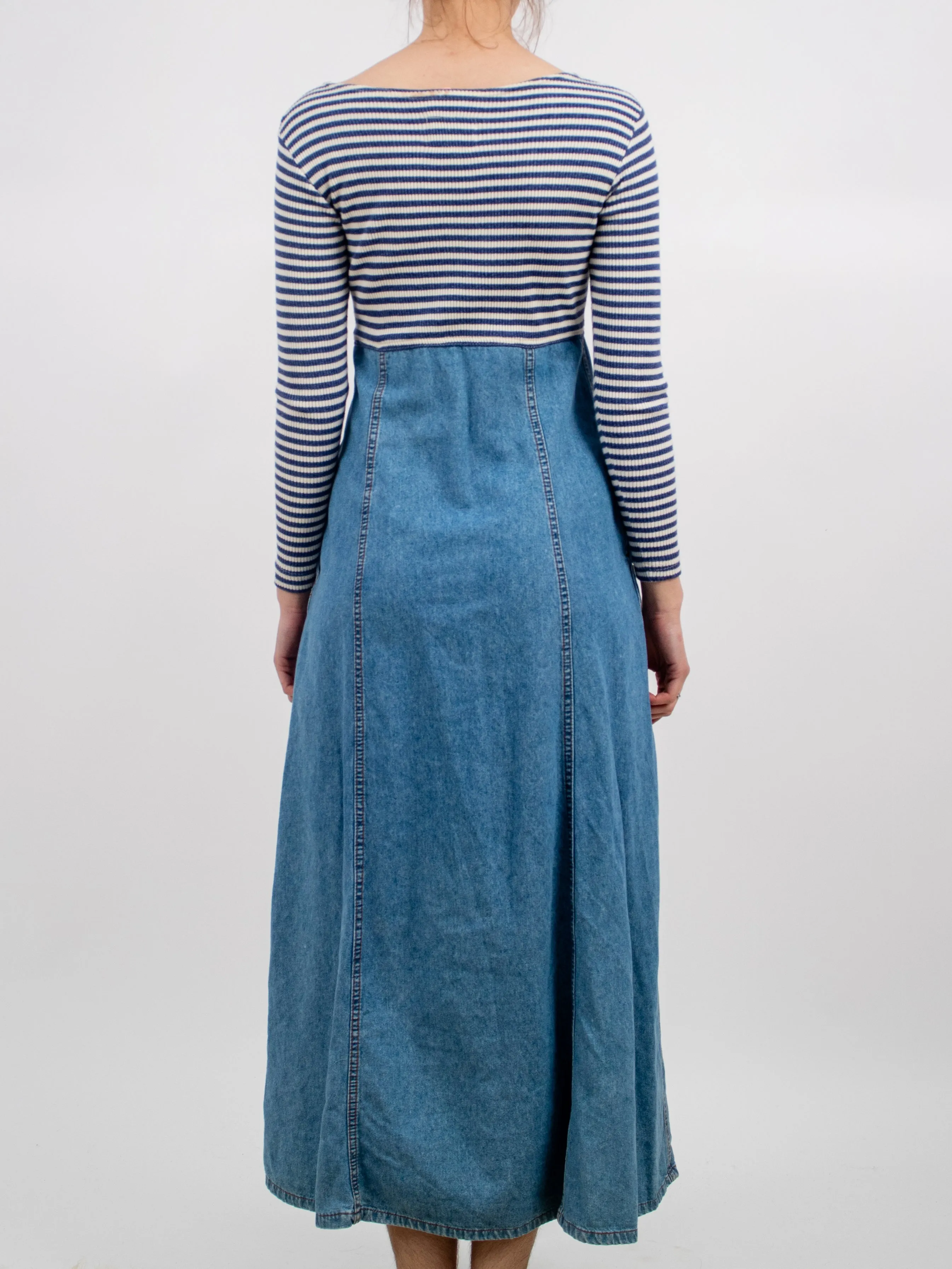 1990s Denim and Cotton Striped Knit Dress by Rafaella Jeans