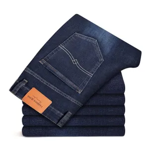 2021 Autumn And Winter New Men'S Loose Jeans Classic Fashion All-Match Street Wear Casual Denim Trousers Male Brand Thick Pants