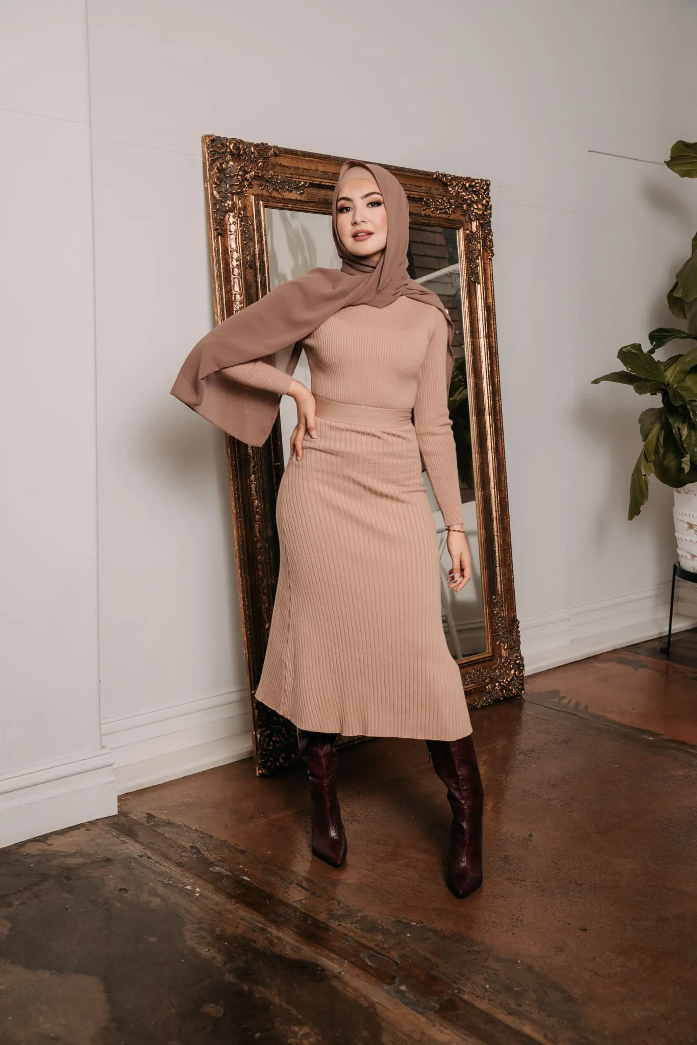 A Line Knit Midi Dress