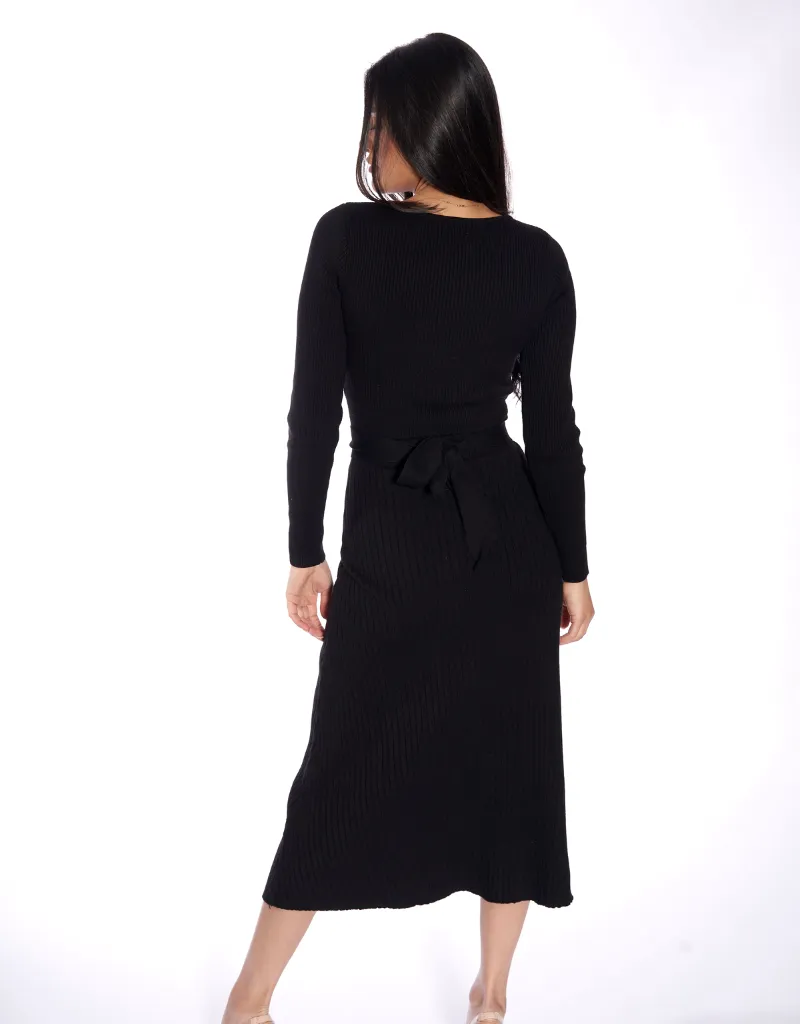 A Line Knit Midi Dress