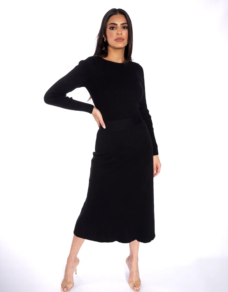 A Line Knit Midi Dress