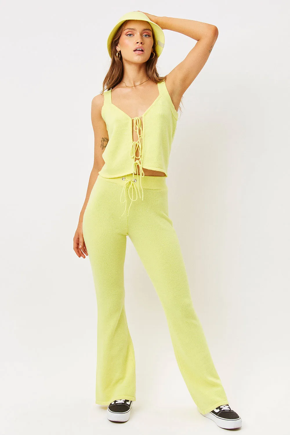 Abbot Cashmere Tie Top - Citronella