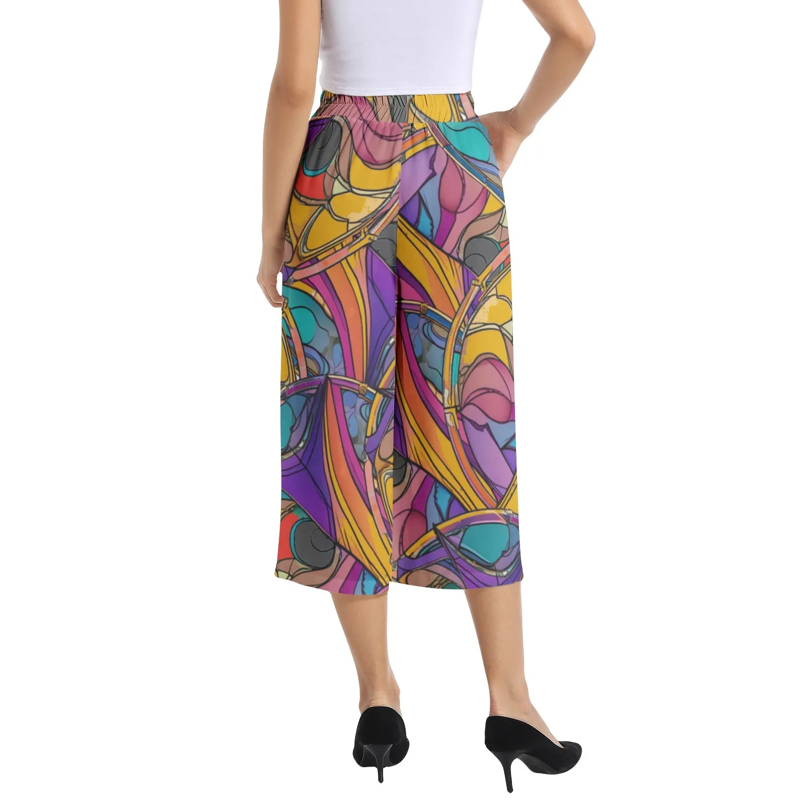 Abstract Urbania Elastic Waist Capris Wide Leg Pant