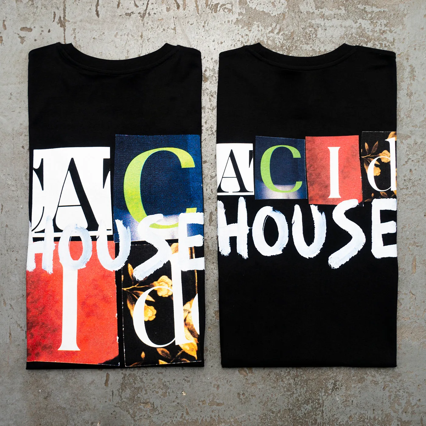 Acid House Cut Portrait Front Print - Tshirt - Black