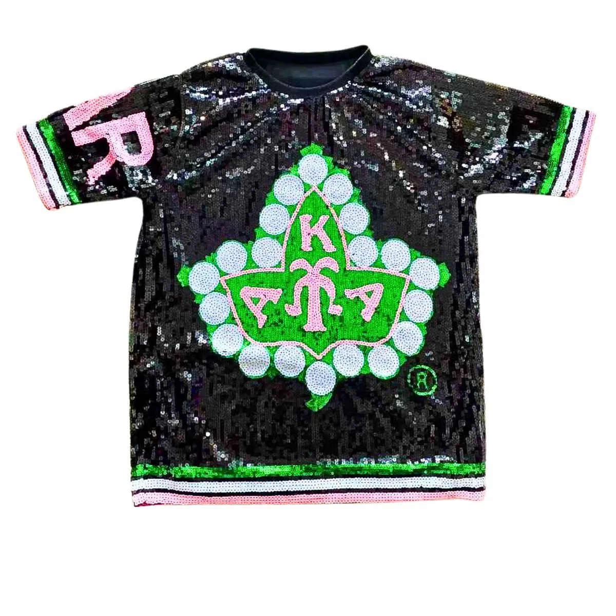 AKA Alpha Kappa Alpha Sorority Black Ivy Leaf Sequin Jersey Shirt