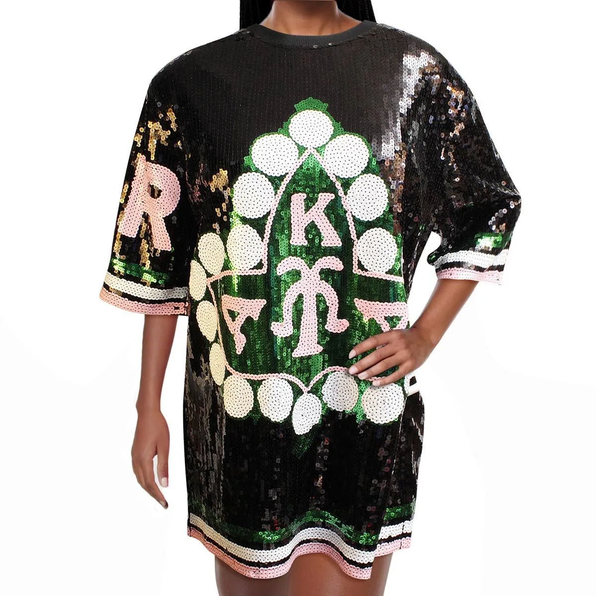 AKA Alpha Kappa Alpha Sorority Black Ivy Leaf Sequin Jersey Shirt