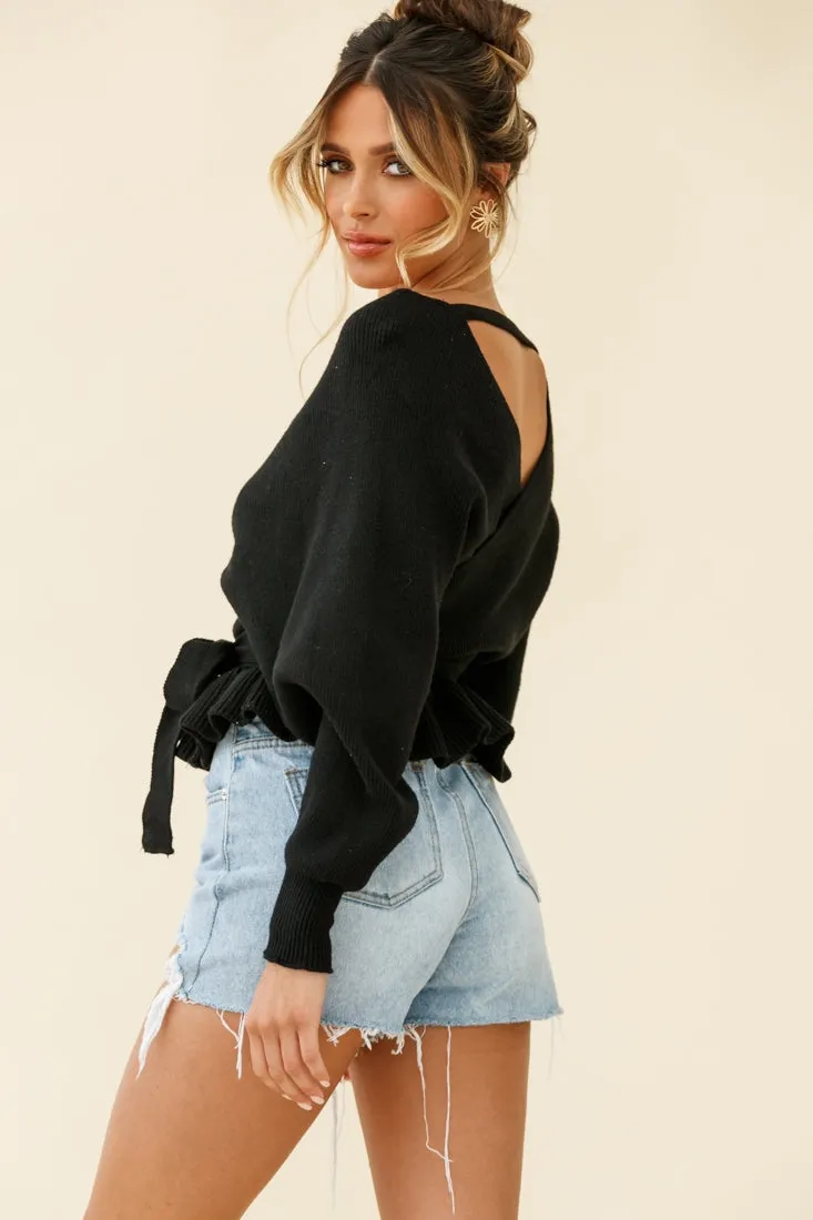 Amara Long Sleeve Knit Top Black