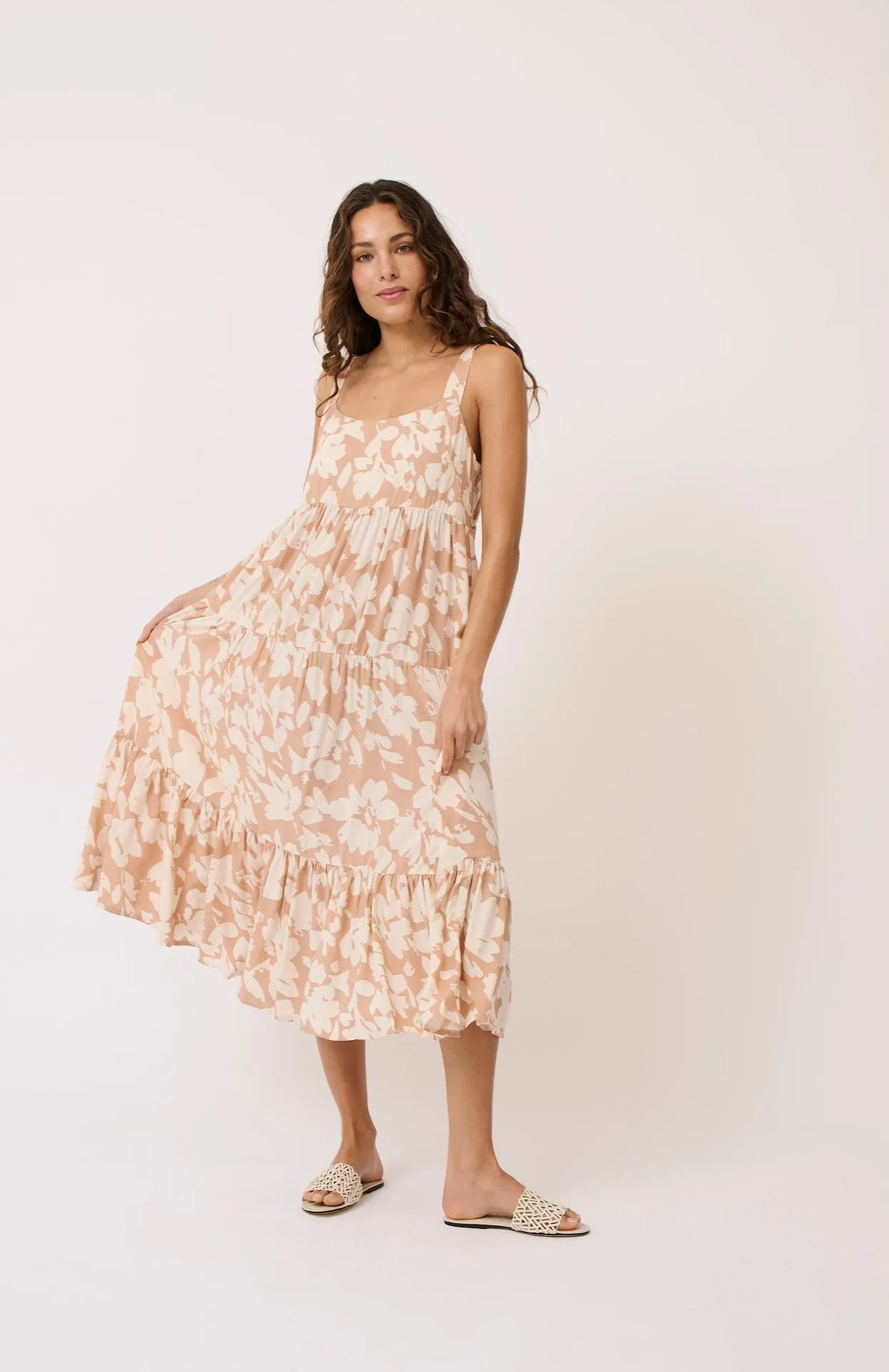 Aria Midi Dress - Floral Sand