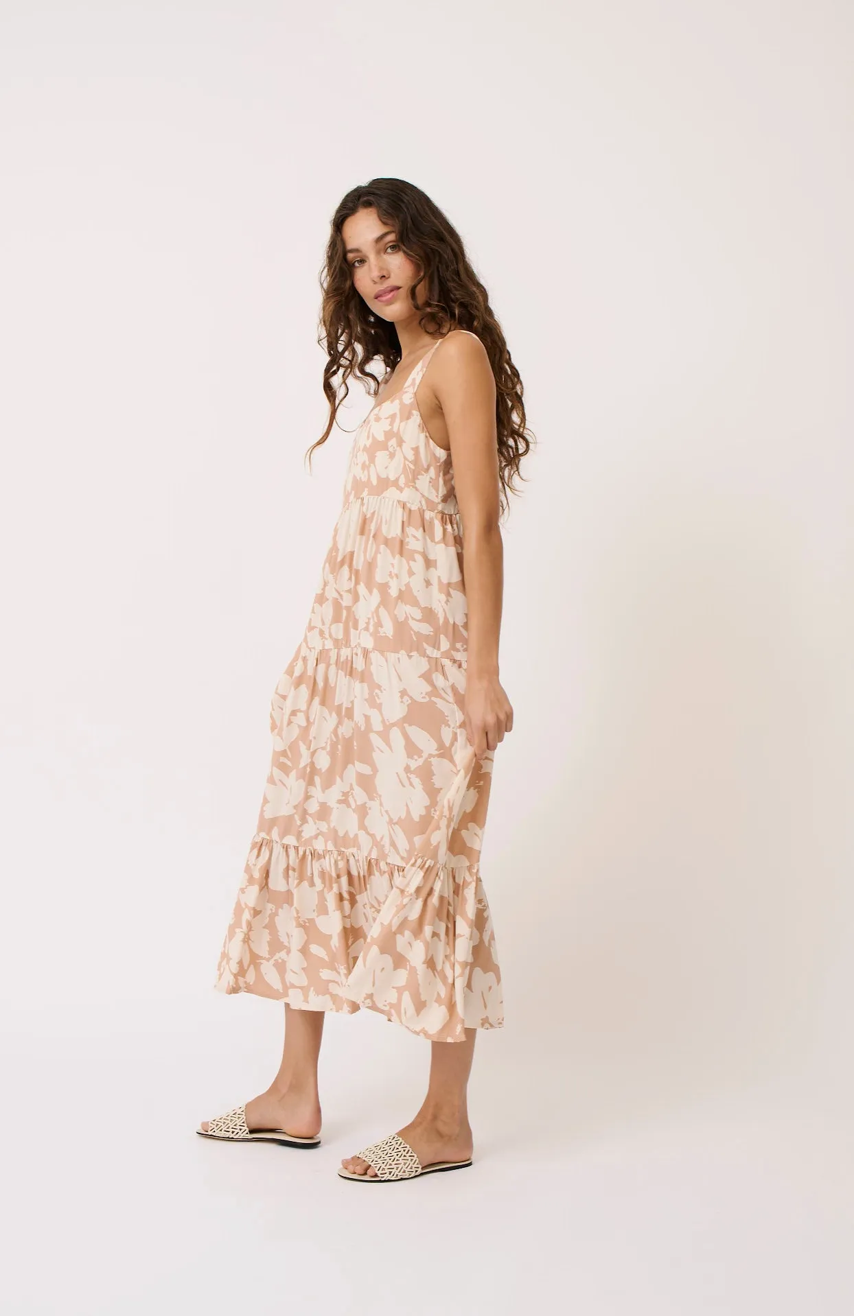 Aria Midi Dress - Floral Sand