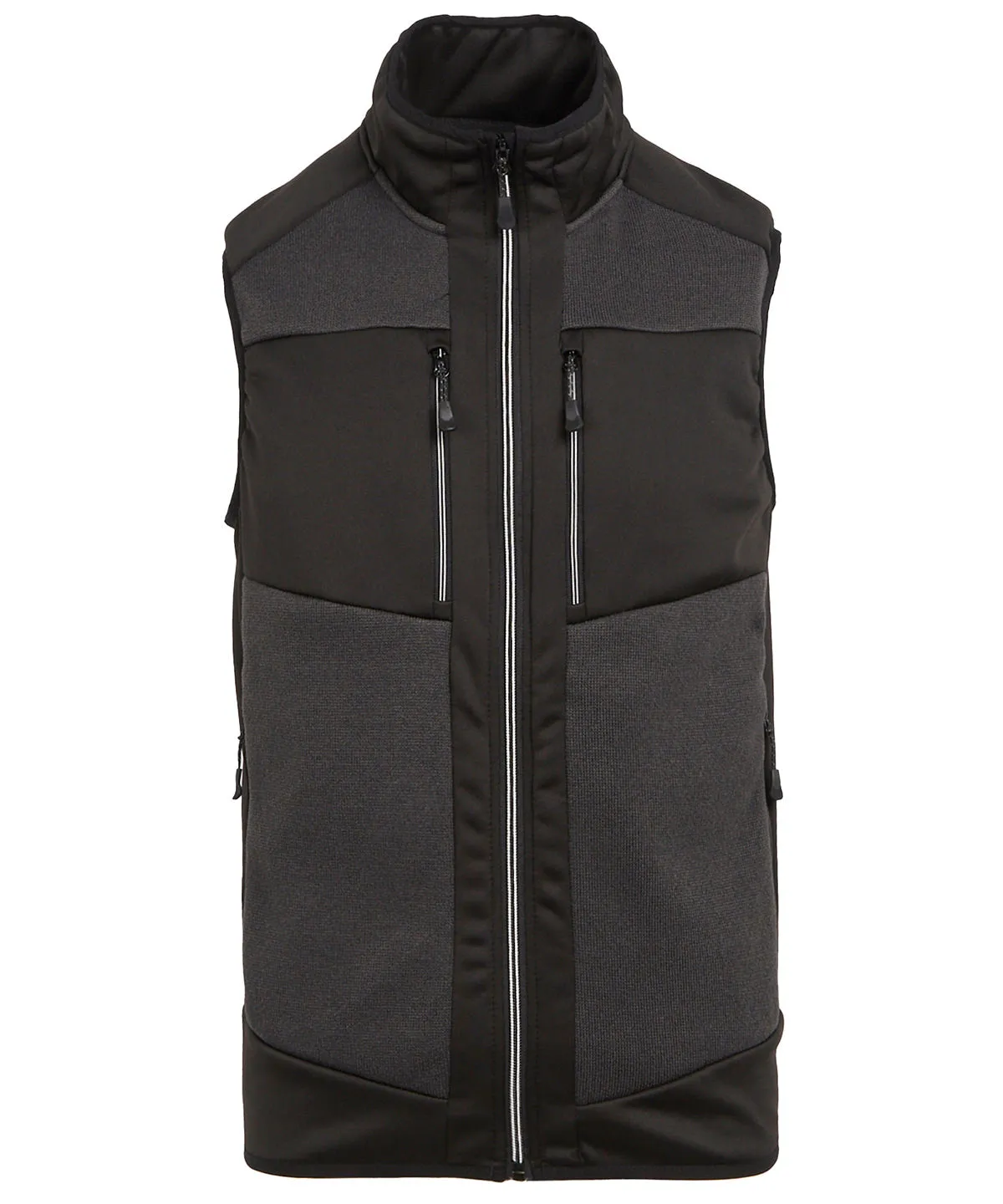 Ash/Black - E-Volve unisex knit-effect stretch bodywarmer