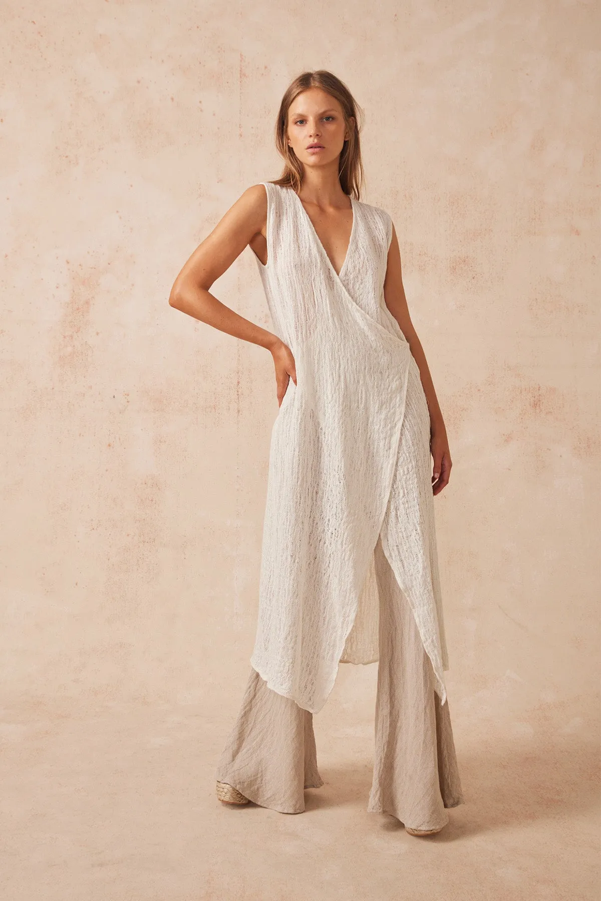 Atlas Slip Midi Dress - Stracciatella Panna