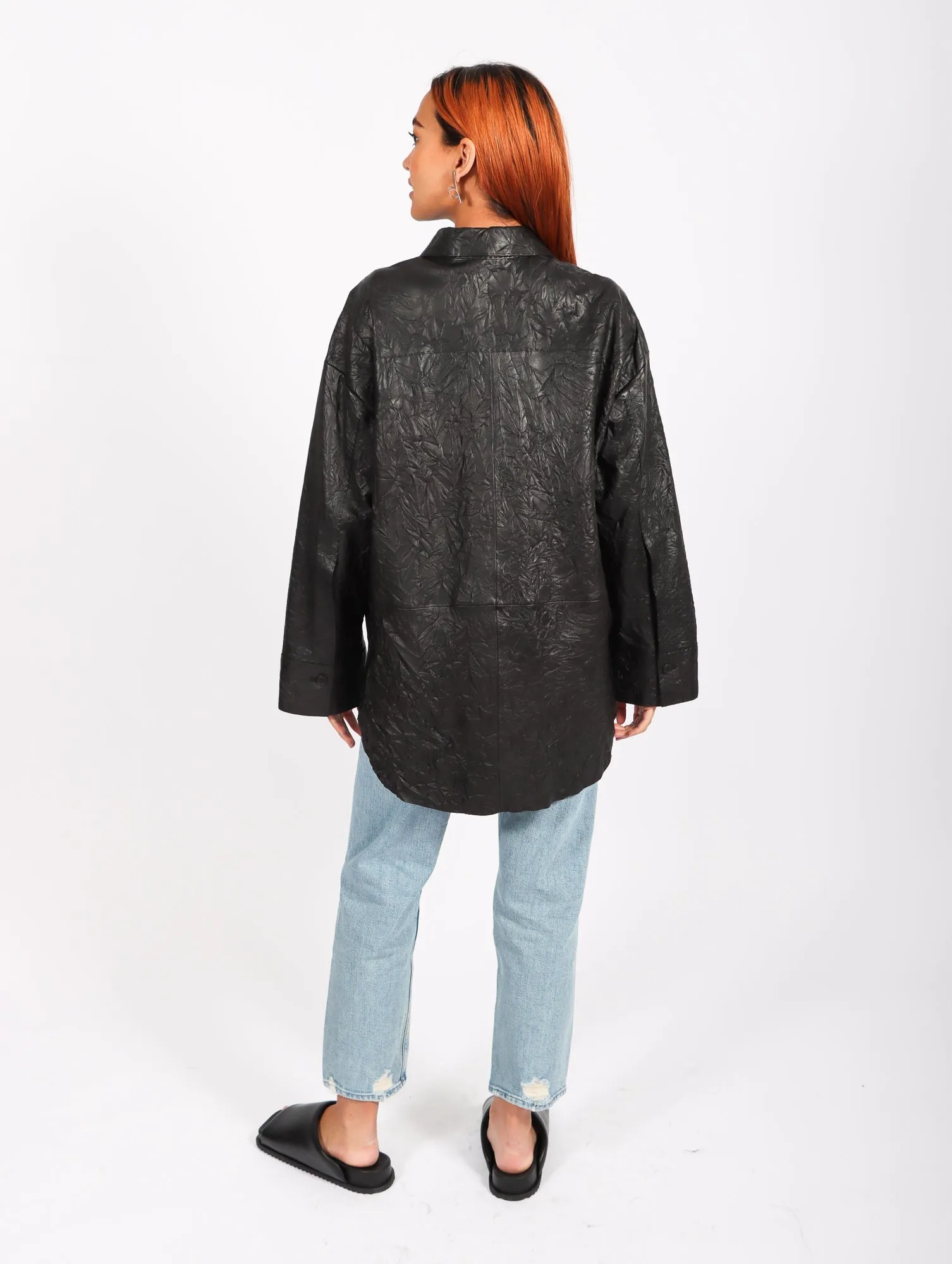 Barley Leather Shirt in Black by Malene Birger