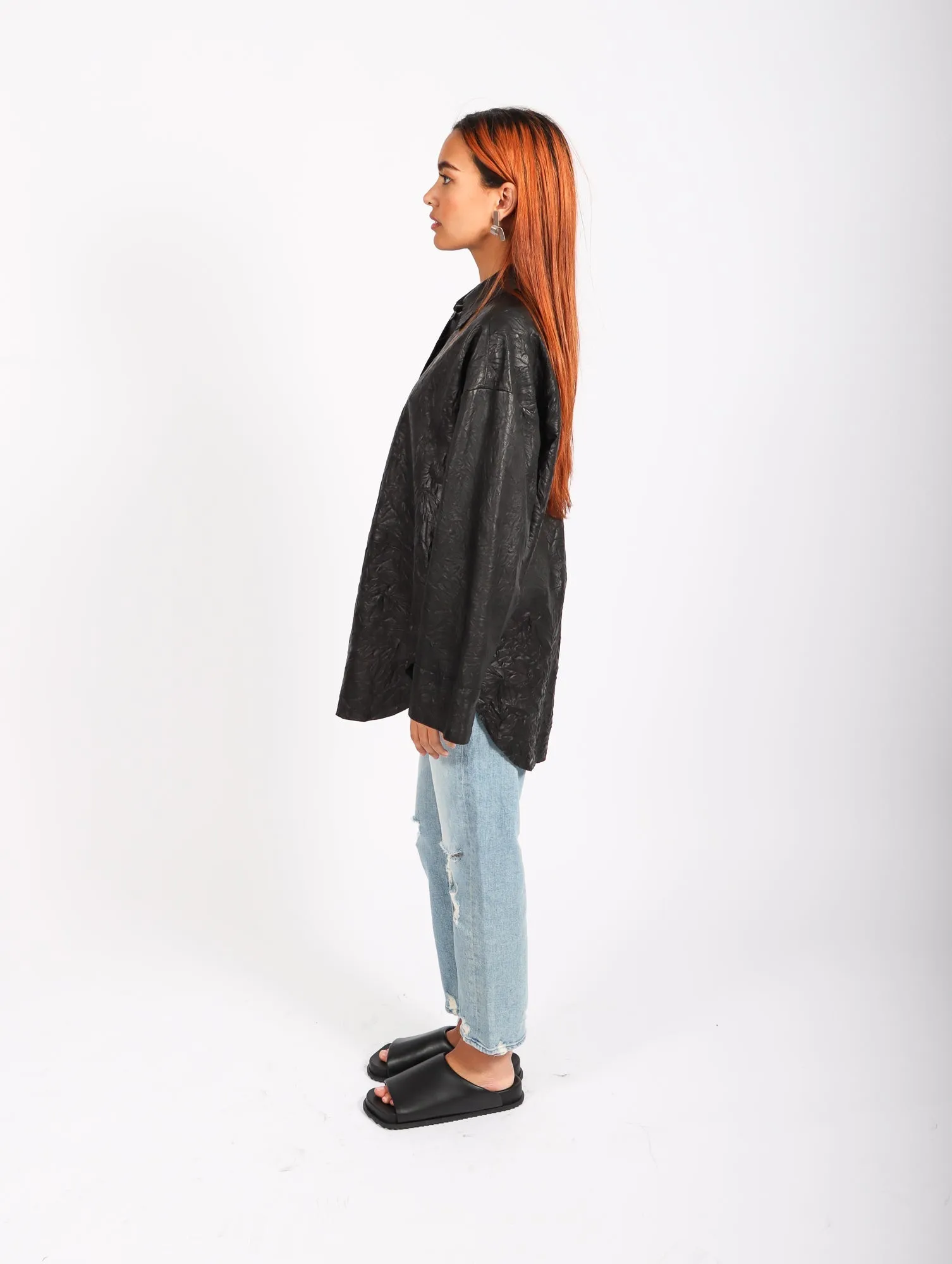 Barley Leather Shirt in Black by Malene Birger