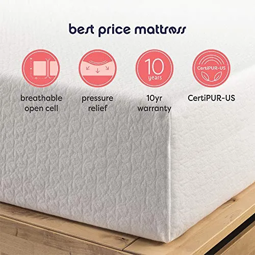 Best Price Mattress 12" Signature Green Tea Memory Foam Mattress, Twin