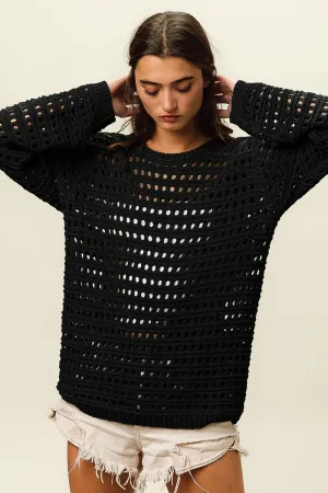 BiBi Round Neck Openwork Knit Cover Up