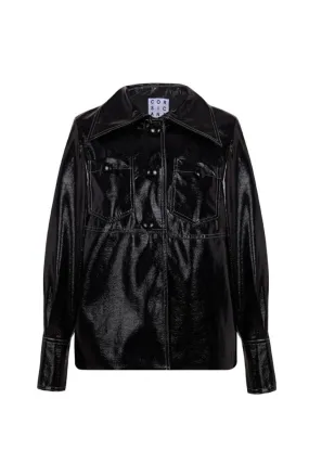 BLACK AISTE VEGAN LEATHER JACKET