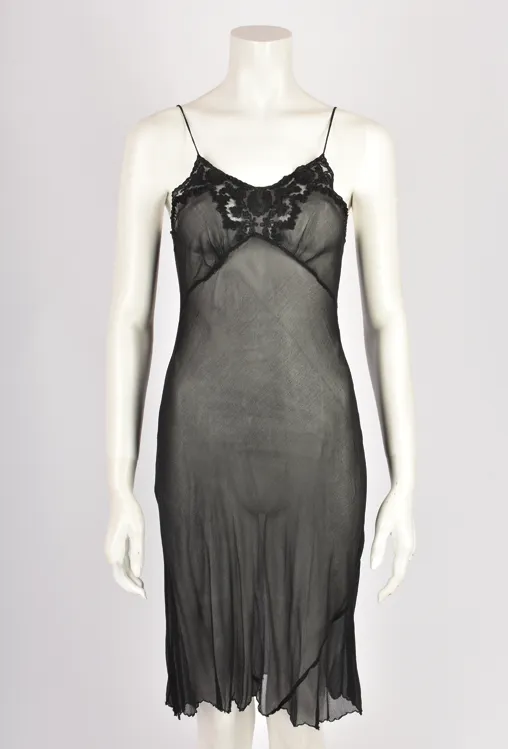 BLACK SHEER SLIP DRESS WITH LACE