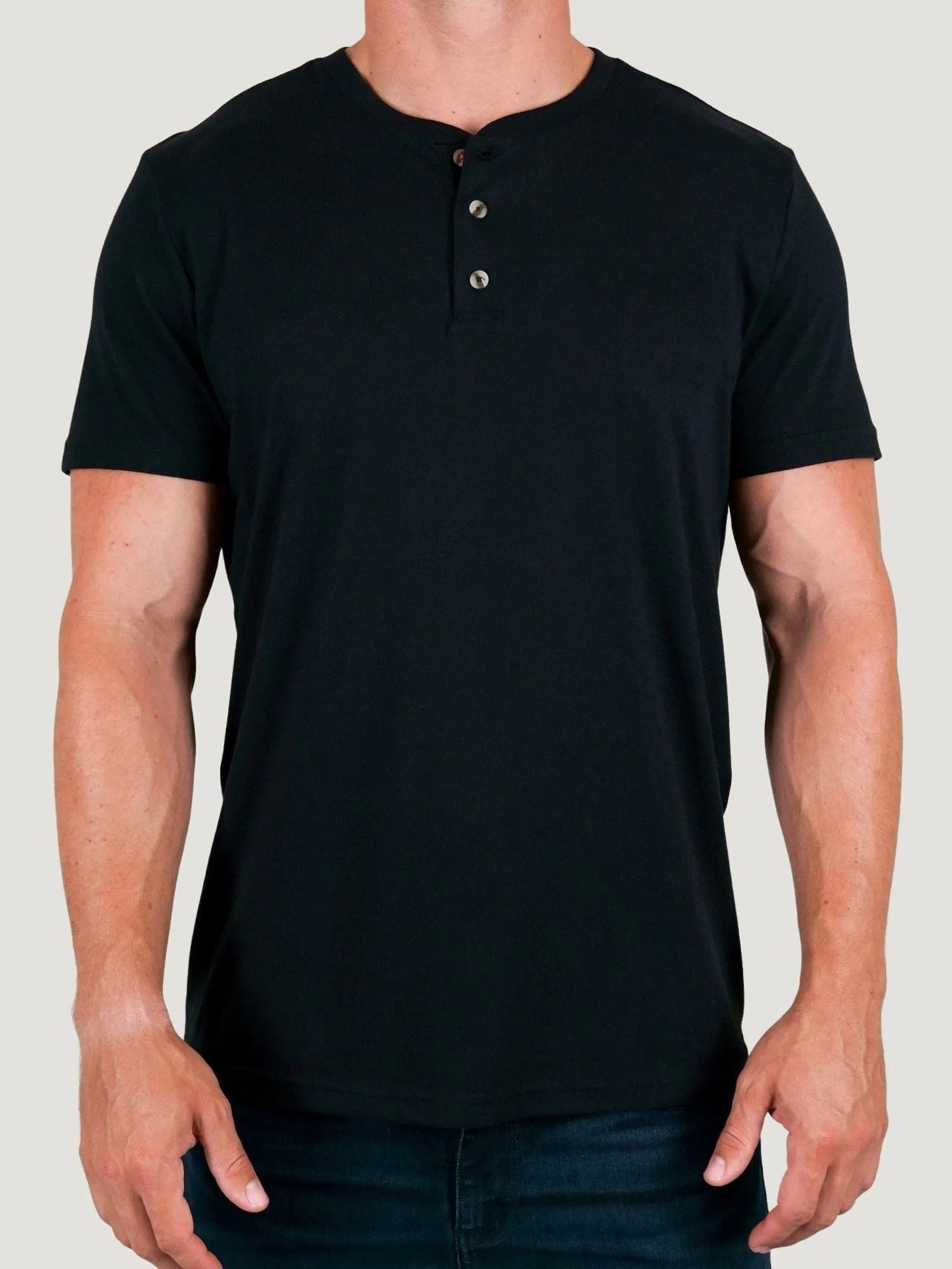 Black Short Sleeve Henley