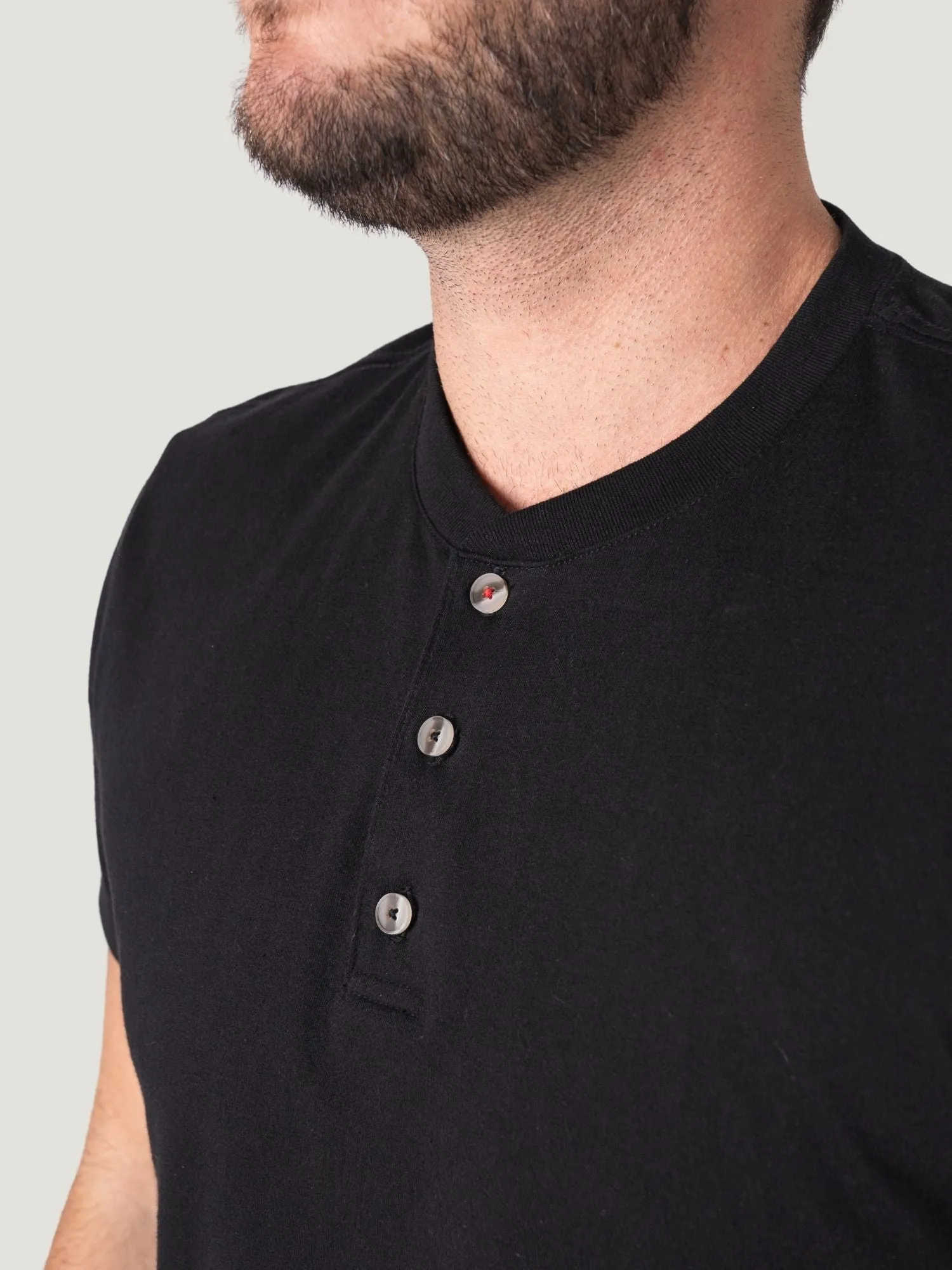 Black Short Sleeve Henley