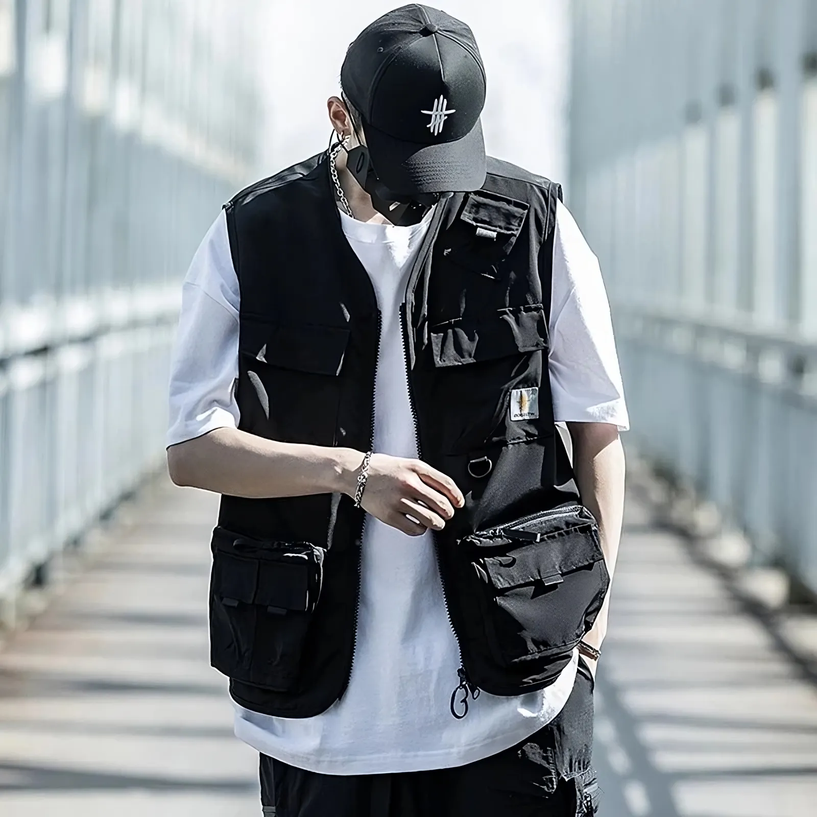 Black Tactical Vest Streetwear