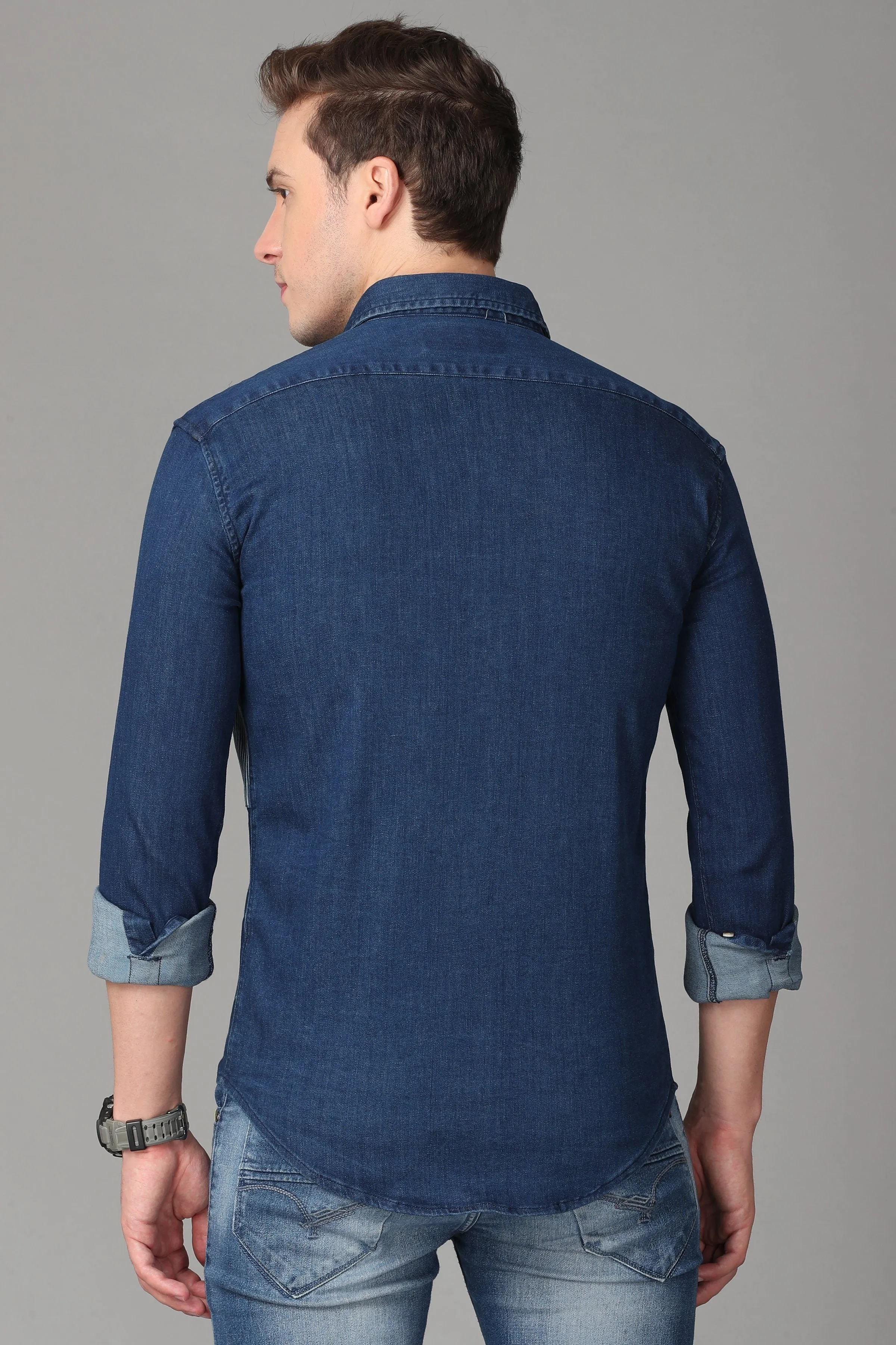 Blue and Grey Denim Shirt