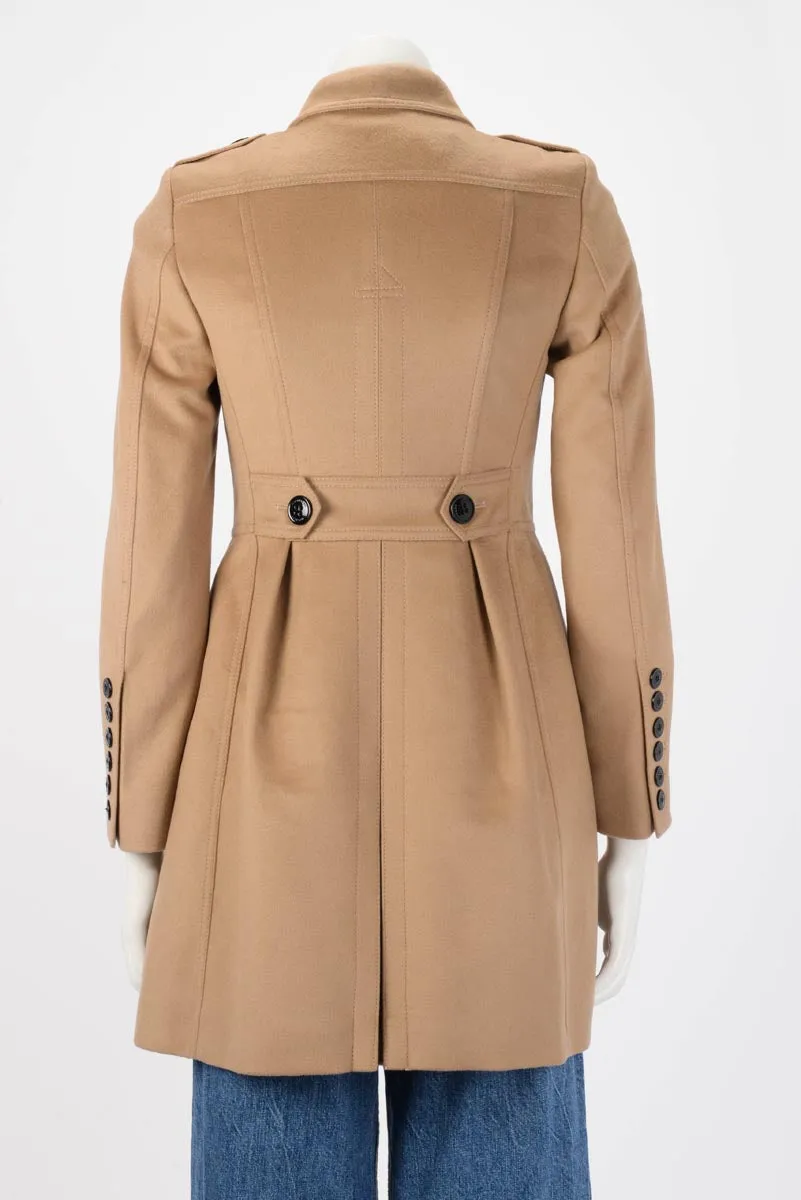 Burberry Camel Wool & Cashmere Sandbeck Mid-Length Coat UK 2