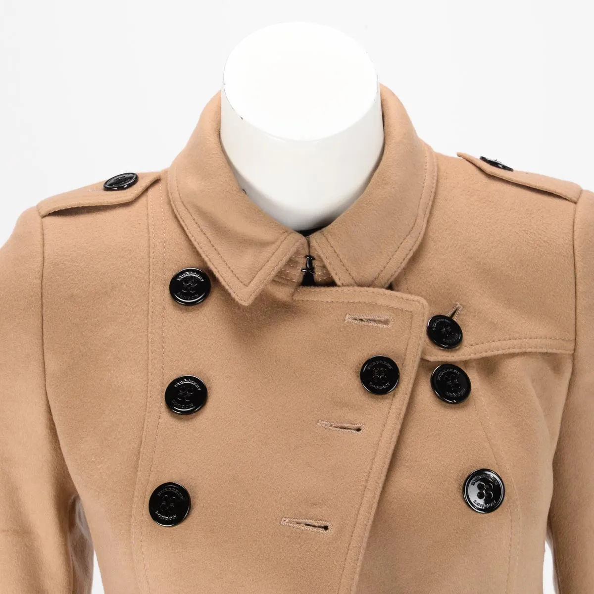 Burberry Camel Wool & Cashmere Sandbeck Mid-Length Coat UK 2