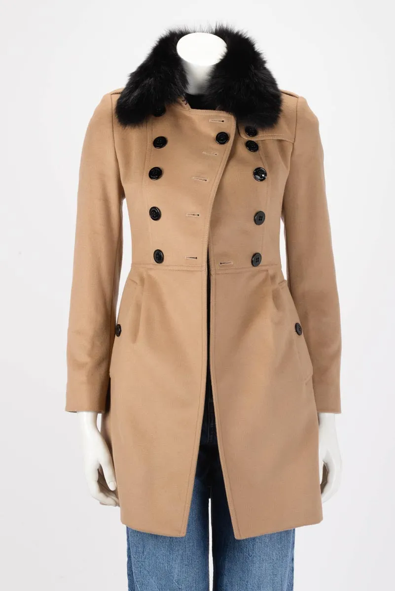 Burberry Camel Wool & Cashmere Sandbeck Mid-Length Coat UK 2