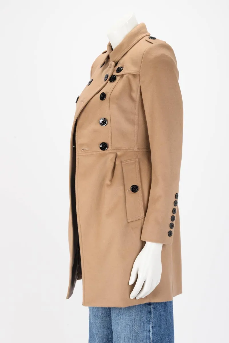 Burberry Camel Wool & Cashmere Sandbeck Mid-Length Coat UK 2