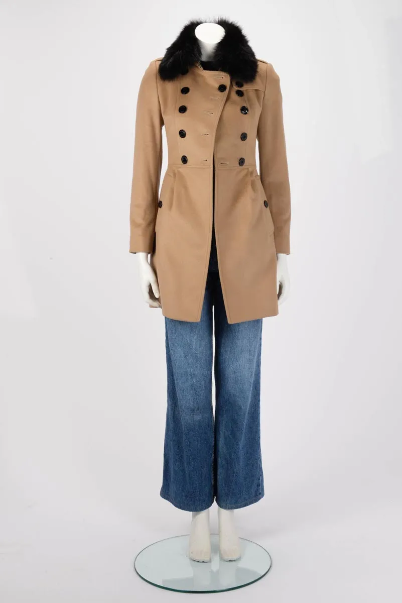 Burberry Camel Wool & Cashmere Sandbeck Mid-Length Coat UK 2