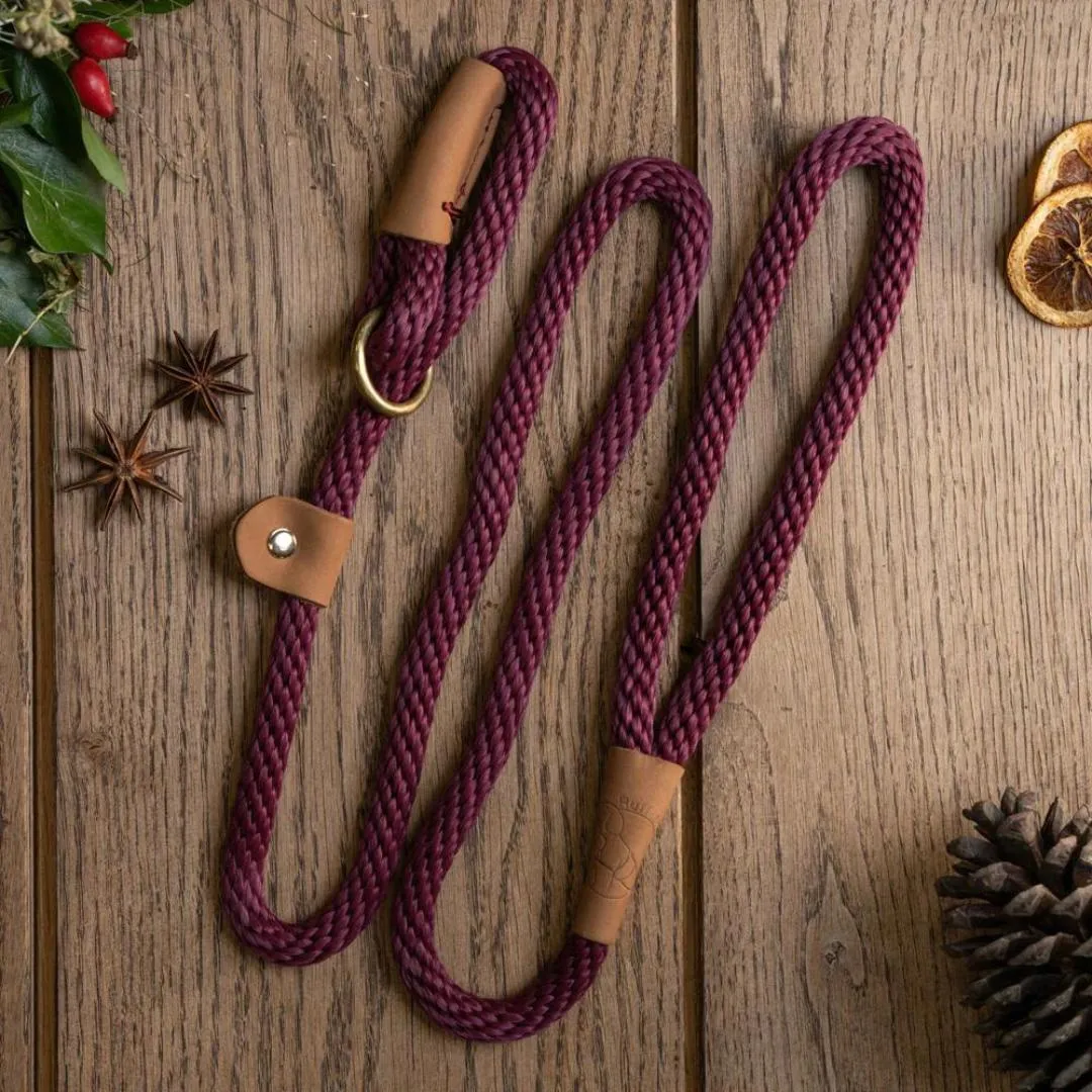 Burgundy Rope Slip Lead by Ruff And Tumble