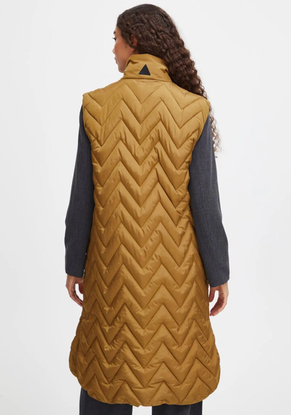 B.Young Amaxa Chevron Padded Long Gilet, Mustard