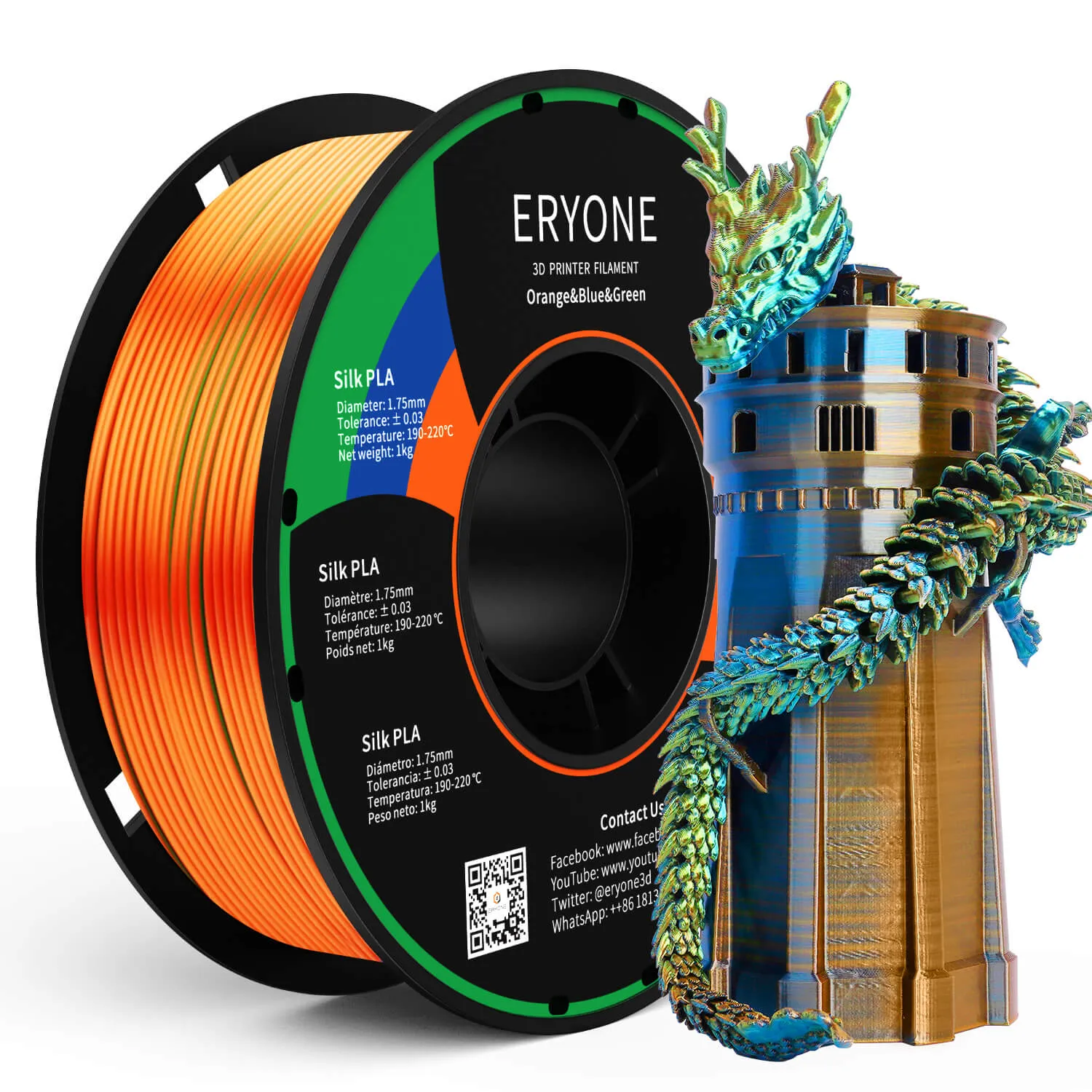 (CA only)Pre-sale- ERYONE All Series PLA 3D Filament 1kg  FREE SHIPPING(MOQ:20 rolls,can mix color)