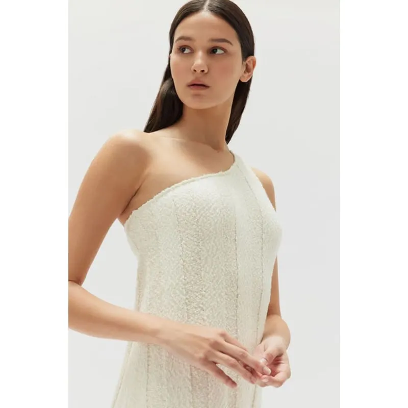 Caitlin Rib Knit Midi Dress | Antique White