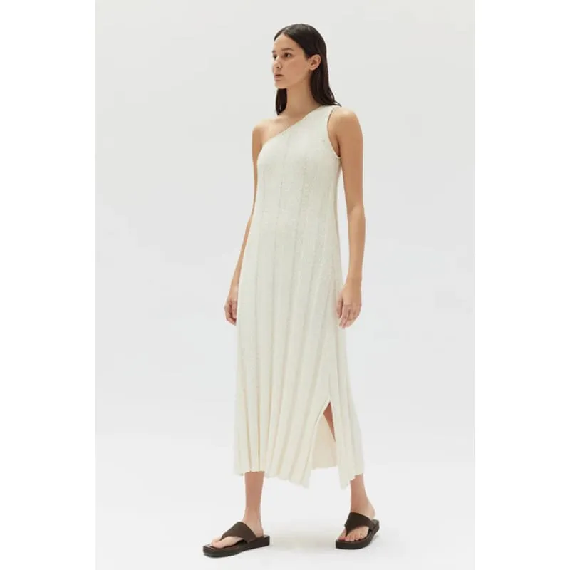 Caitlin Rib Knit Midi Dress | Antique White