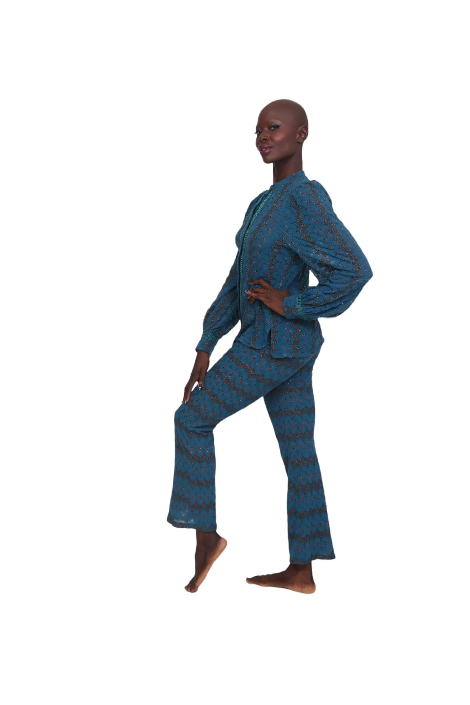 Camicia Knit Palazzo Trousers - Blue