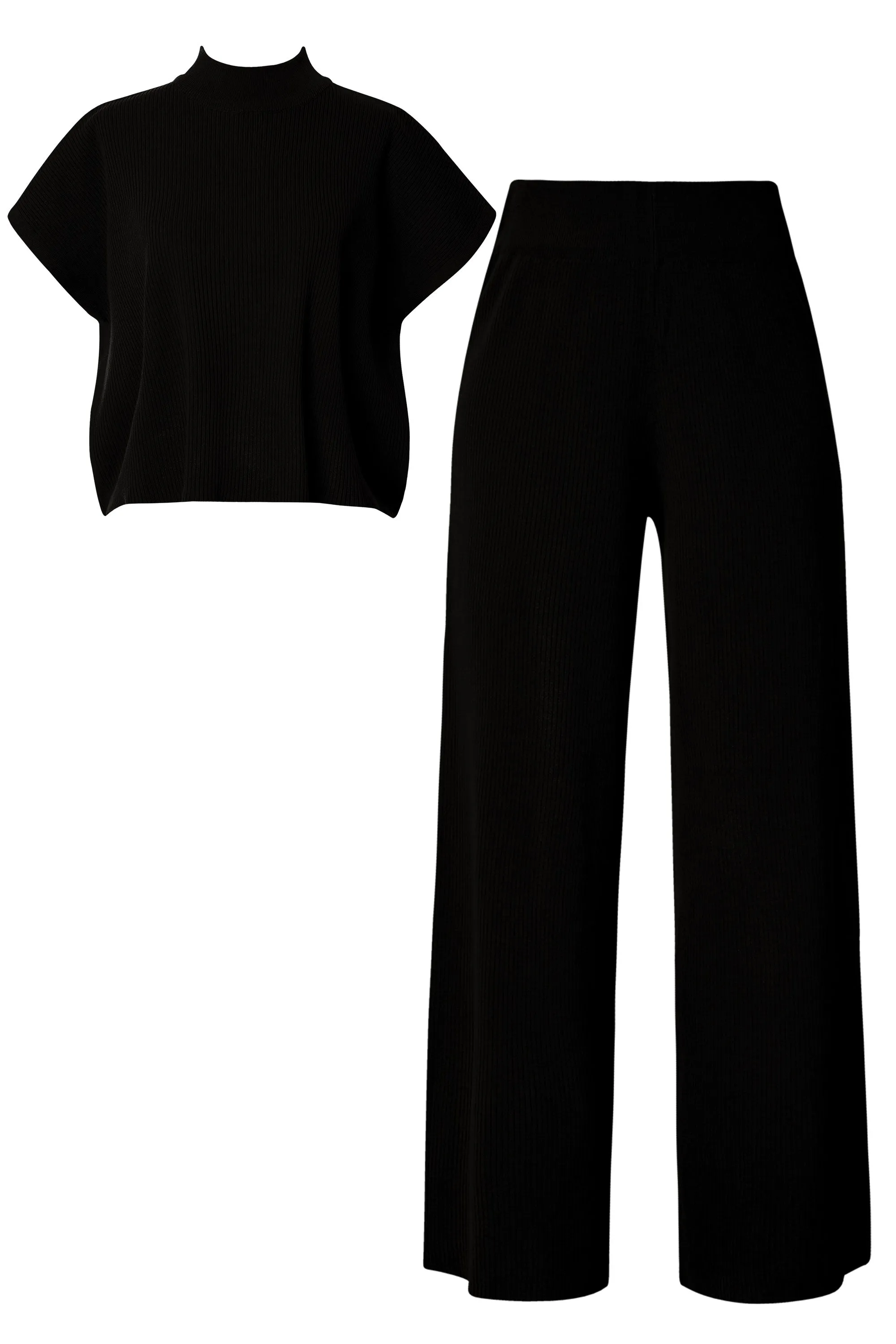 Carlie Black Top and Pants Set