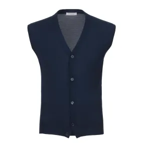 Cashmere Sleeveless Gilet in Dark Blue