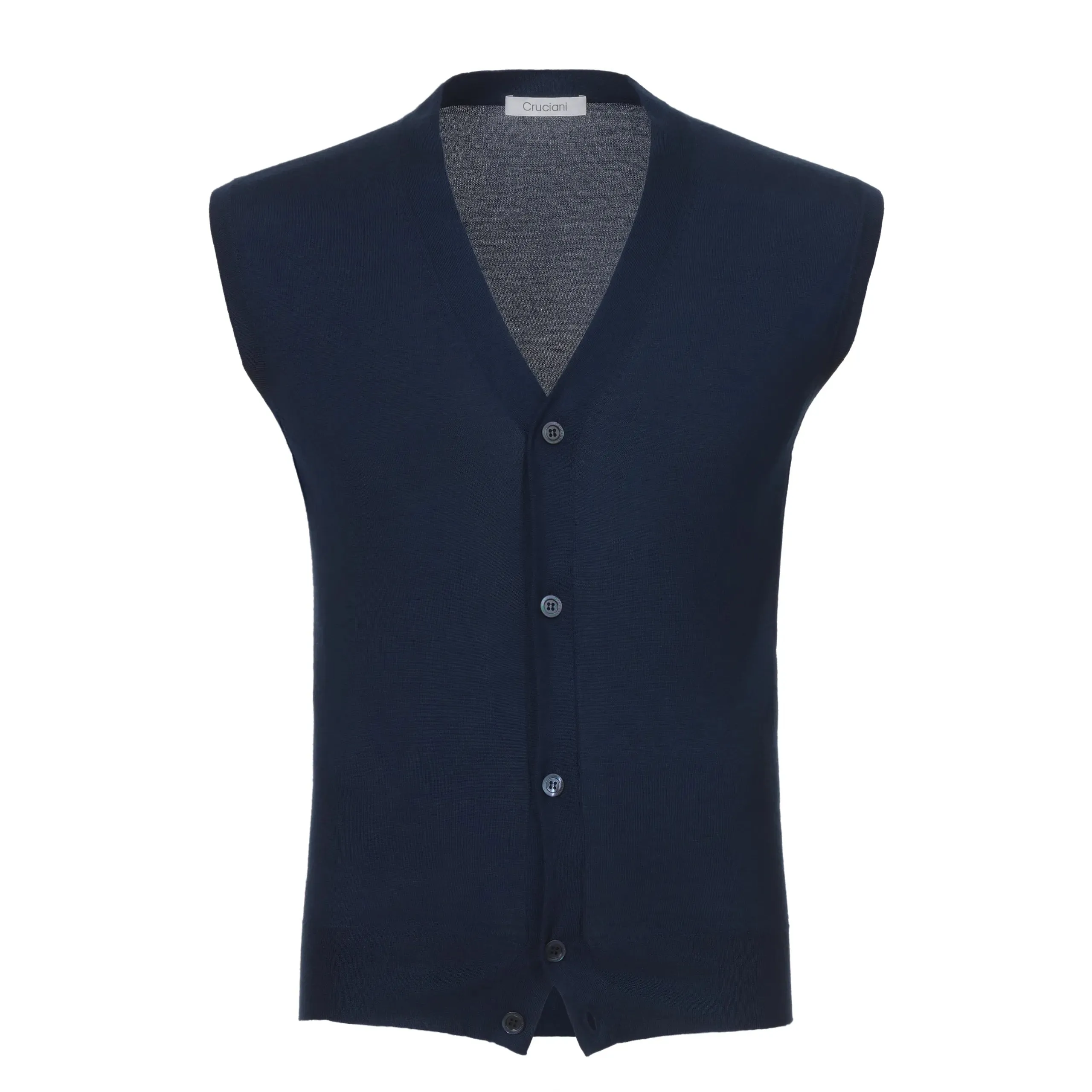 Cashmere Sleeveless Gilet in Dark Blue