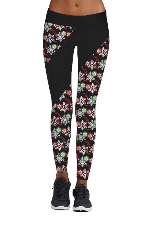 Christmas Black Print Sports Pants