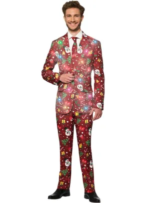 Christmas Icons Mens Red Light Up Costume Suit