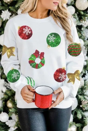 Christmas Ornaments Sequins Graphic Sweatshirt