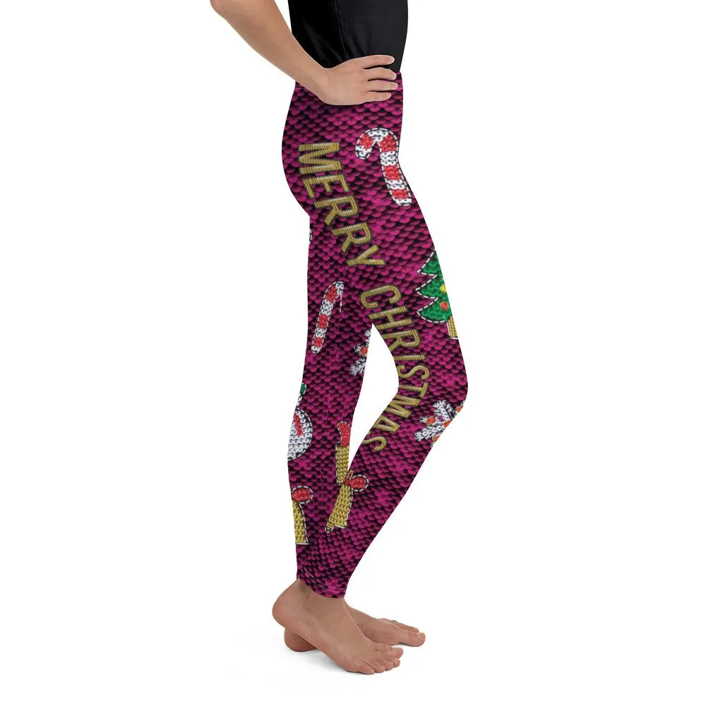 Christmas Paillette Youth Leggings