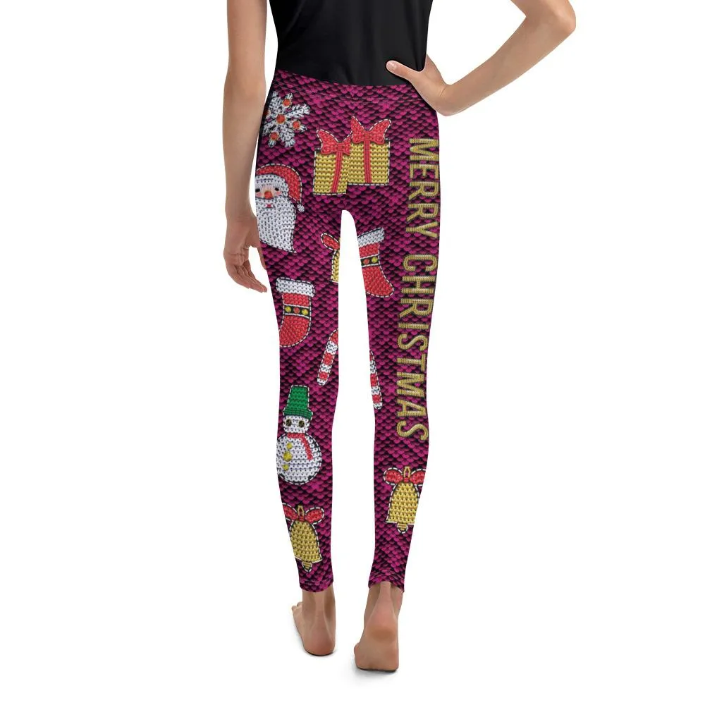 Christmas Paillette Youth Leggings