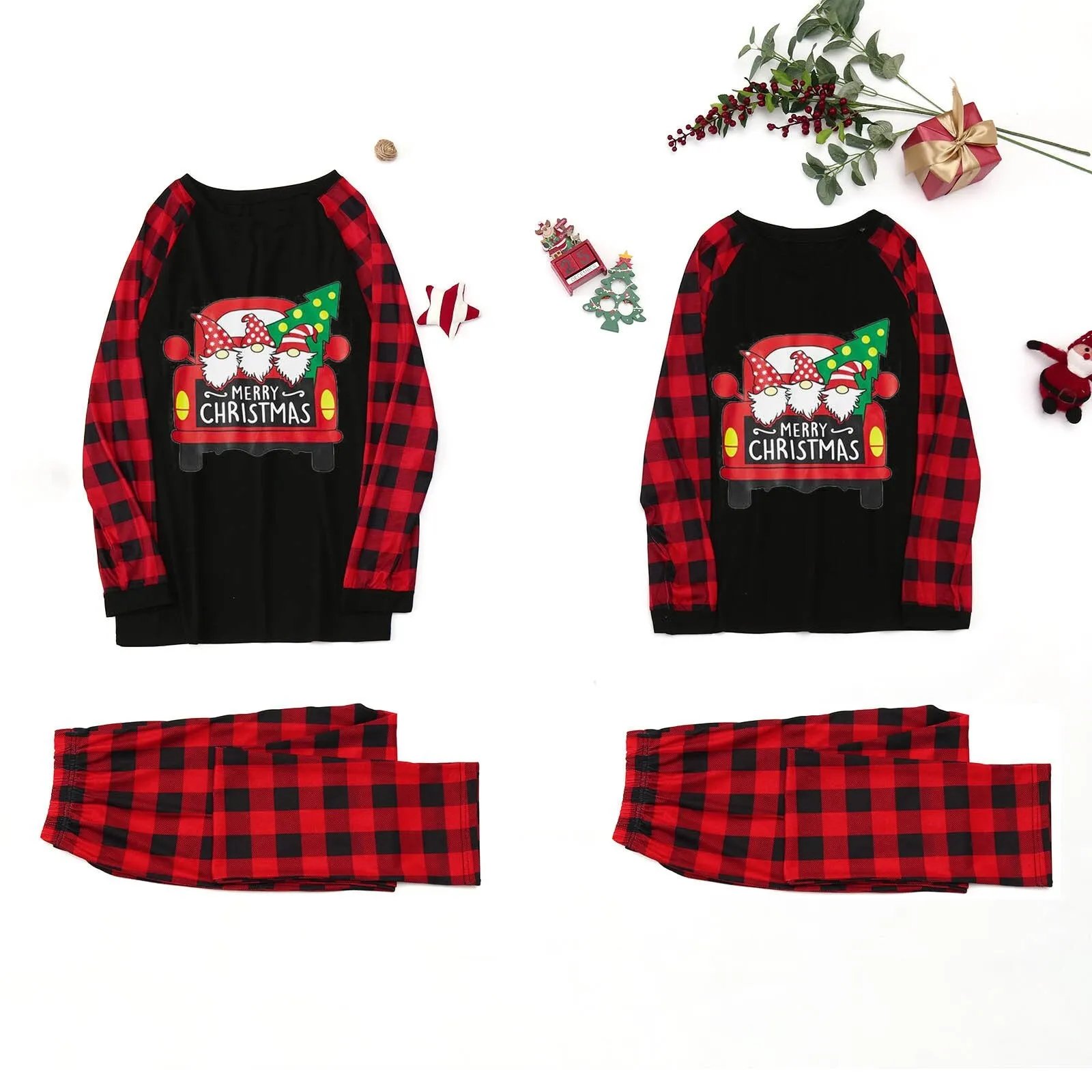 Christmas Pajamas Matching Family Pyjamas Outfits Pajamas Sets 2021 Letter Adult Kid Home Clothes Top Pants Sleepwear Conjuntos